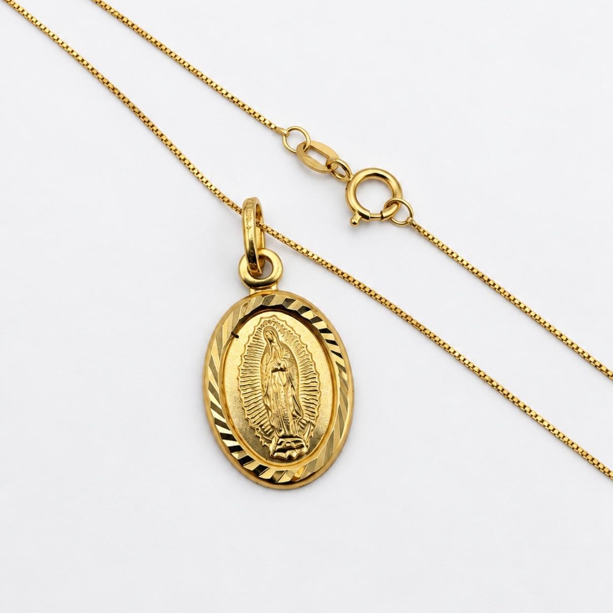 CONJUNTO VIRGEN DE GUADALUPE VENECIANA ITALIANA EN ORO 18K
