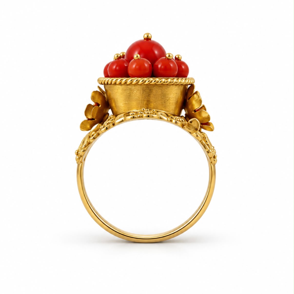 ANILLO DE FILIGRANA EN ORO 18K CON CORAL