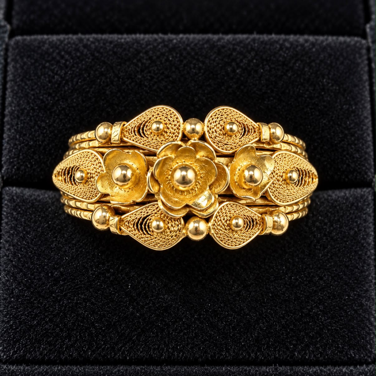 ANILLO SIETE RAMALES DE FILIGRANA EN ORO 18K