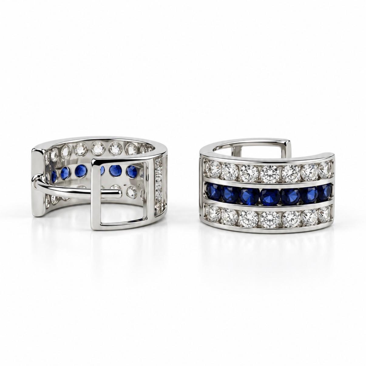 AROS ARGOLLA DE TRES HILERAS CON ZAFIROS EN ORO BLANCO 18K