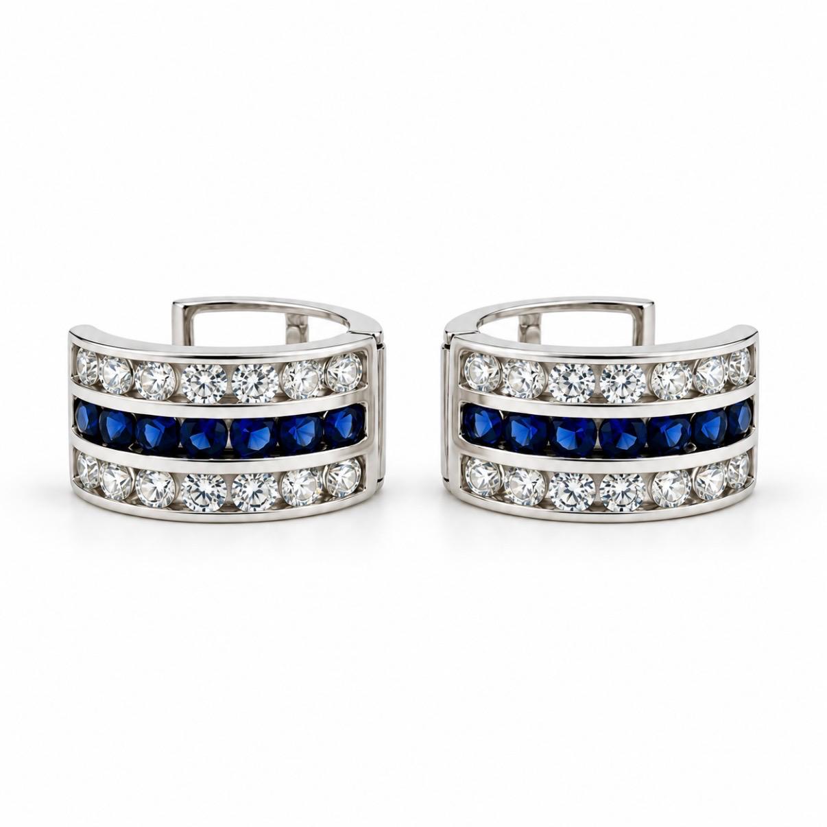 AROS ARGOLLA DE TRES HILERAS CON ZAFIROS EN ORO BLANCO 18K