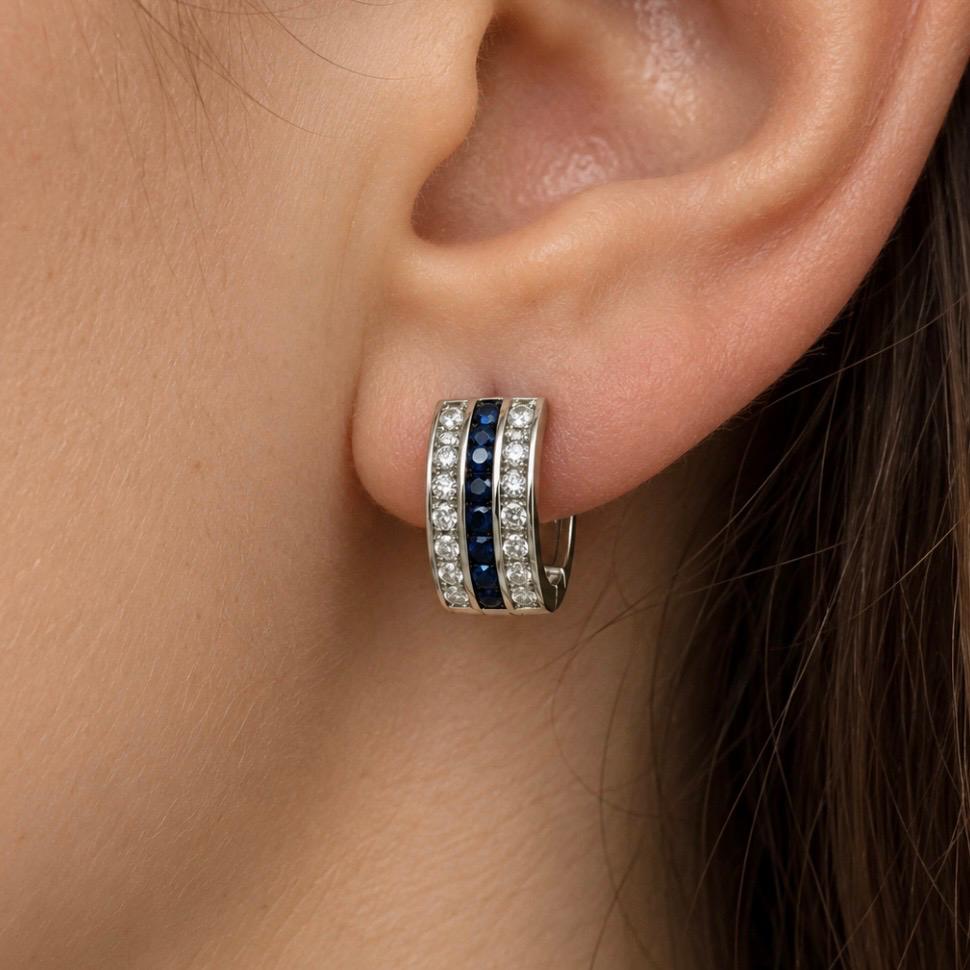 AROS ARGOLLA DE TRES HILERAS CON ZAFIROS EN ORO BLANCO 18K