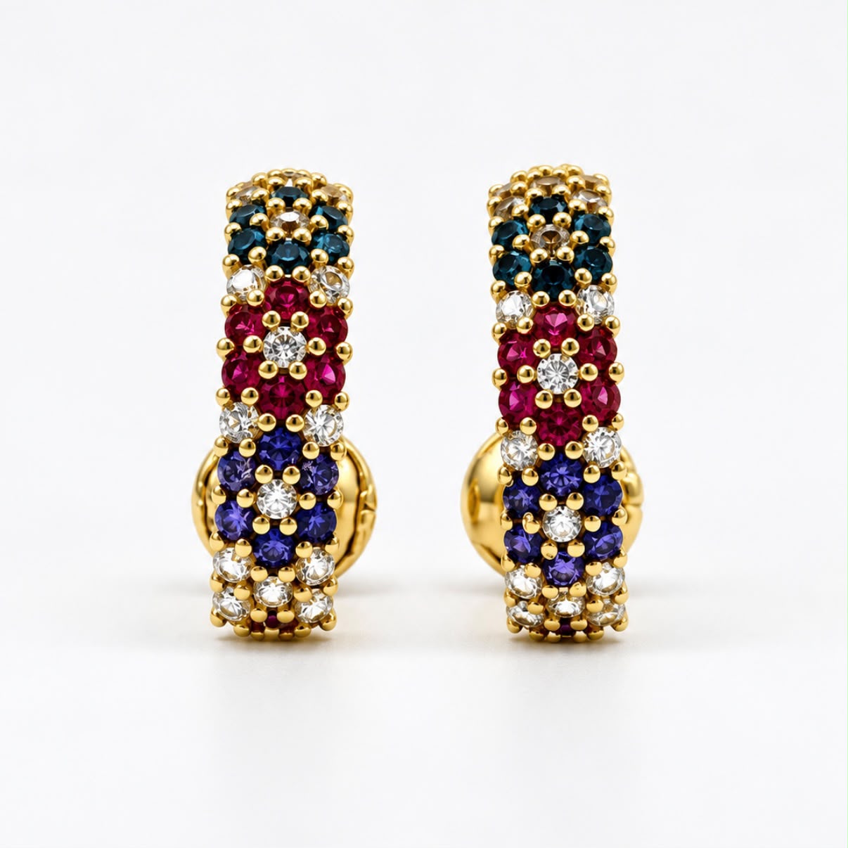 AROS CURVOS MULTICOLOR EN ORO 18K