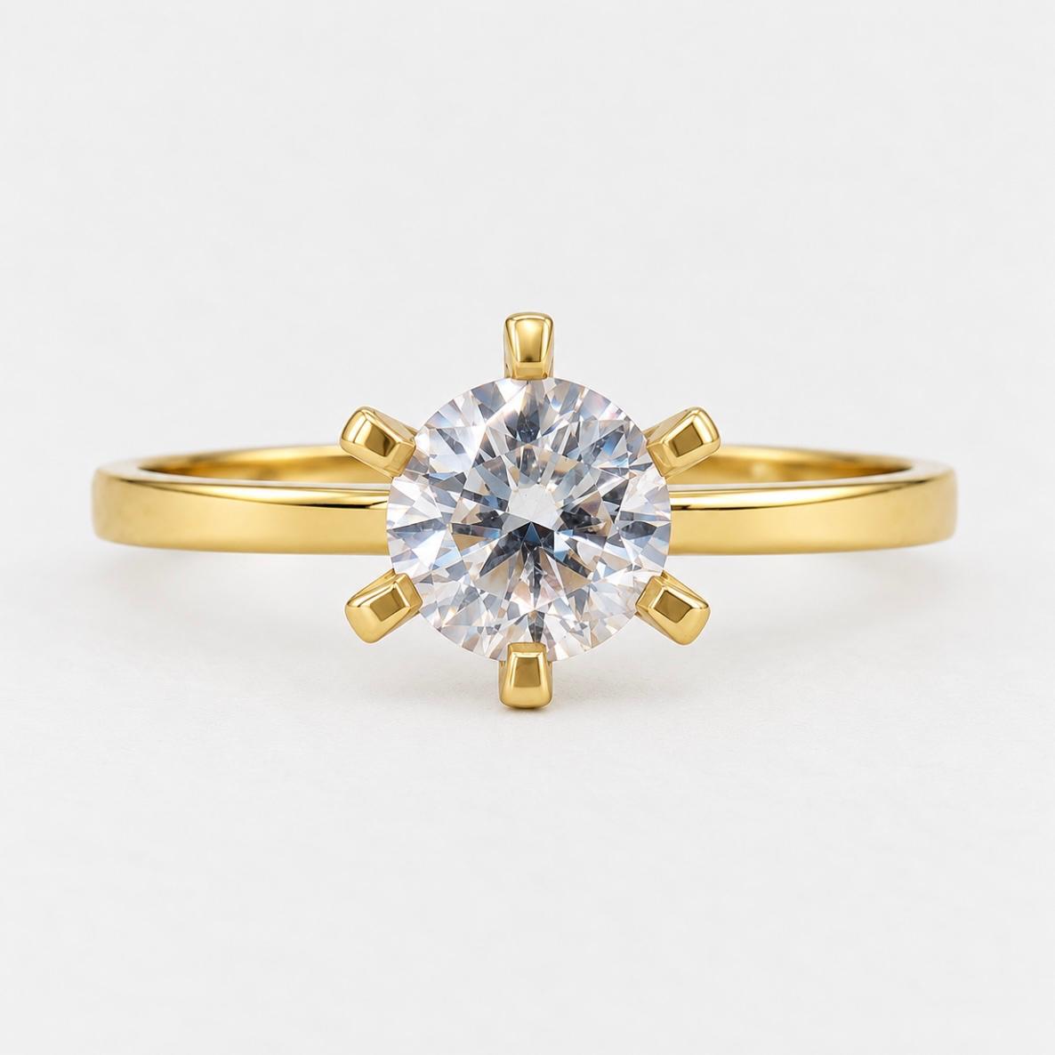 Anillo solitario en oro 18K con circón